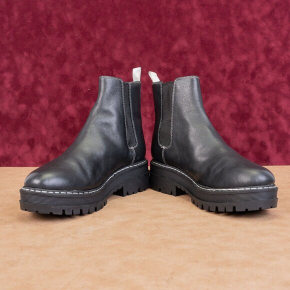 Marc Fisher Women Pirro Chelsea Platform Black Leather Ankle Boots size 8.5 - Picture 2 of 9